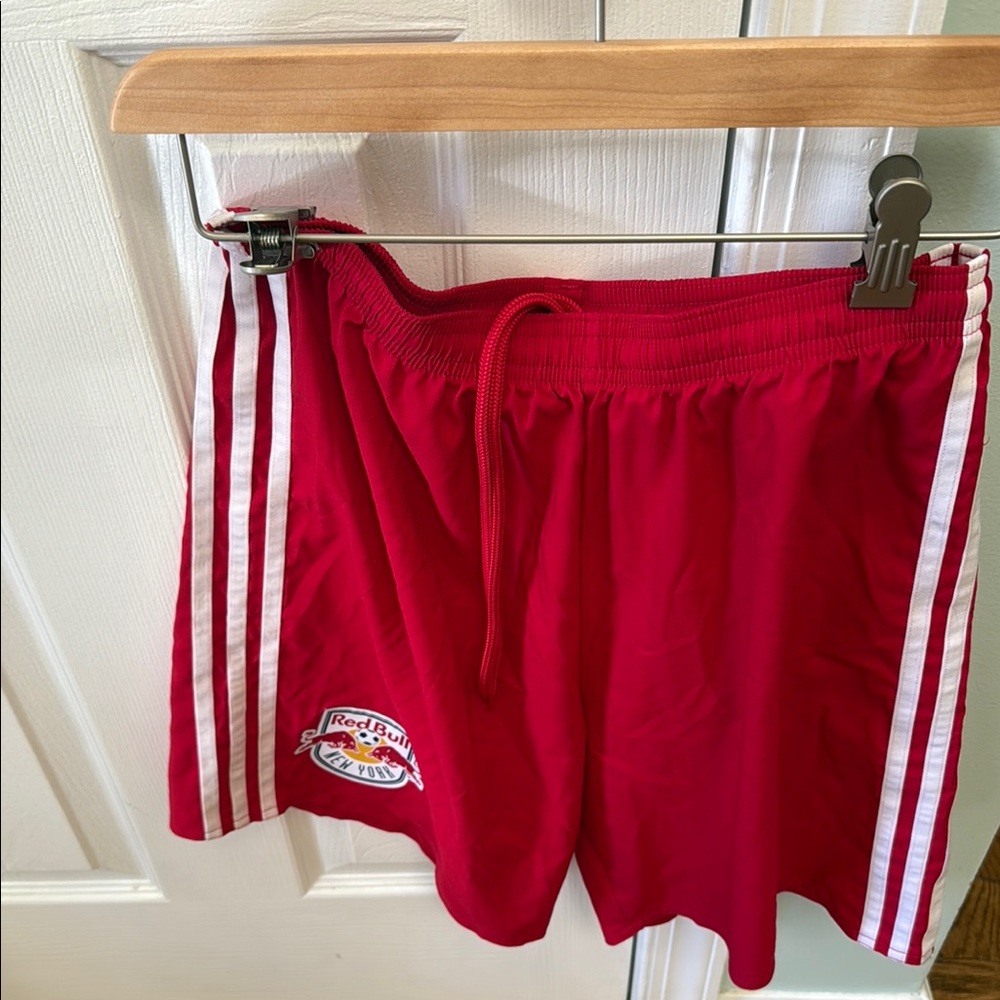 adidas Kids Red Shorts with White Stripes